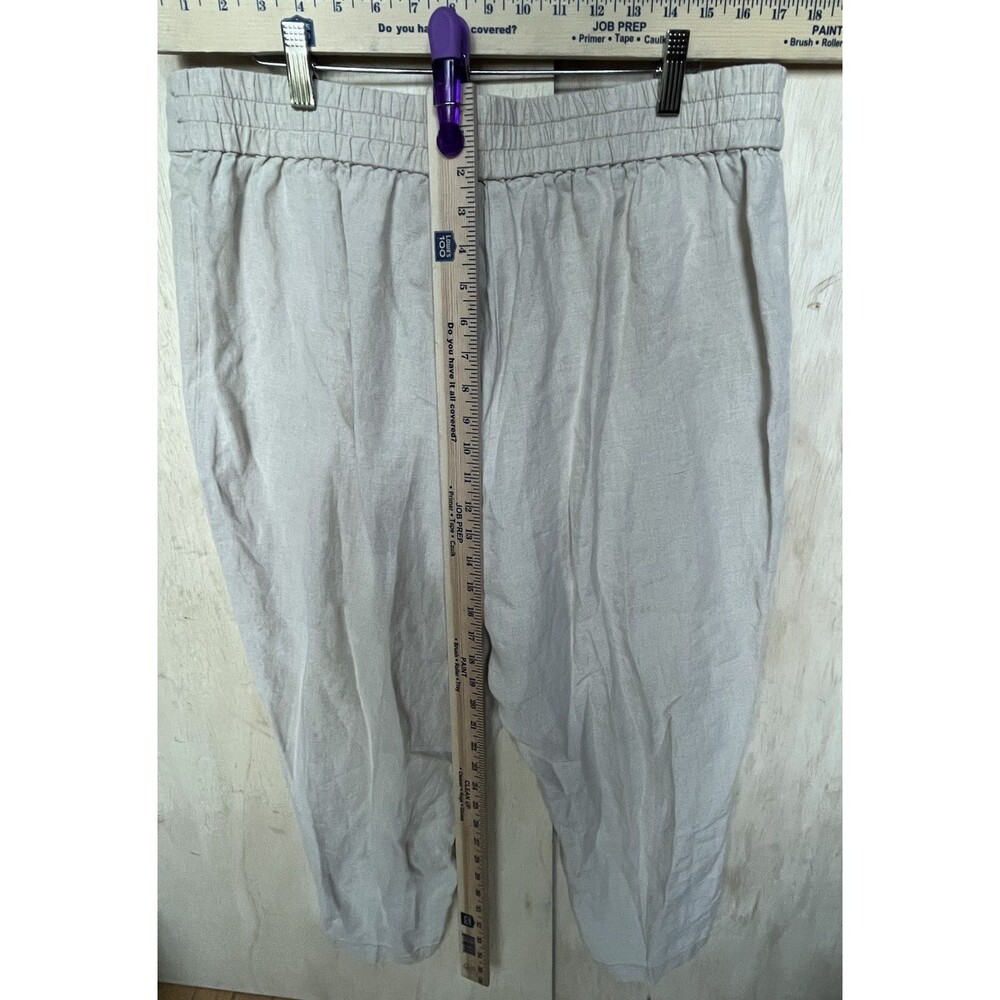 Eileen Fisher Elastic Waist Pants Capris Pull On Cream Cropped Size Large Linen